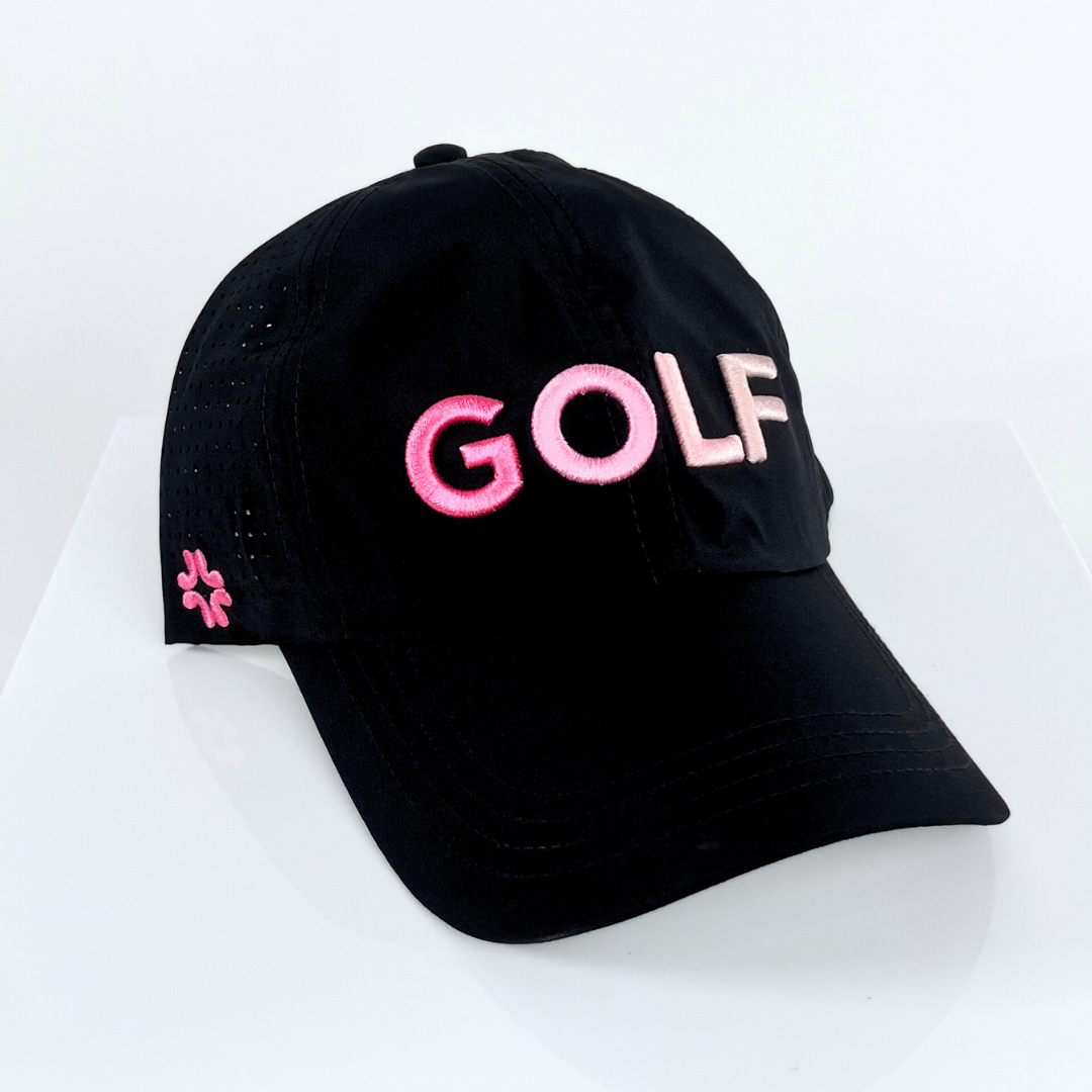 GOLF Pink Ombre Puff, Sun Goddess, Tuck In Strap, Black, UPF 50+ - VIMHUE